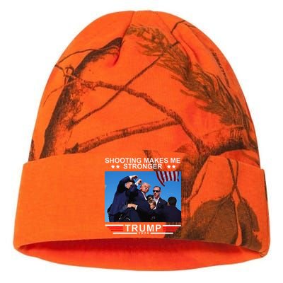 Shooting Makes Me Stronger Trump 2024 Kati Licensed 12" Camo Beanie