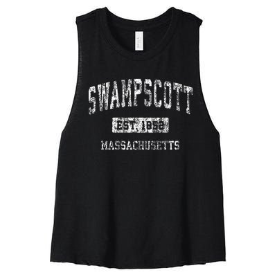 Swampscott Massachusetts Ma Vintage Sports Established Women's Racerback Cropped Tank