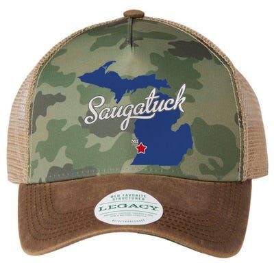 Saugatuck Michigan MI Map Legacy Tie Dye Trucker Hat