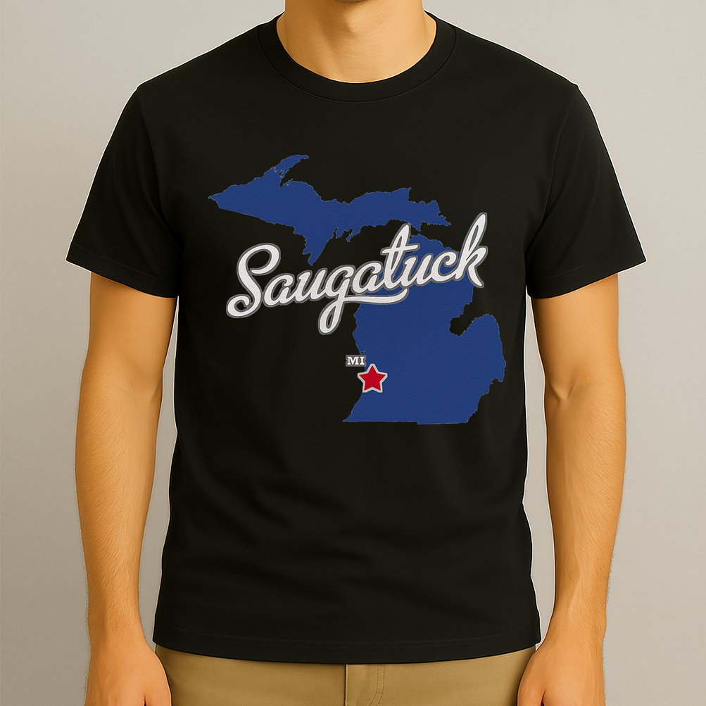 Saugatuck Michigan MI Map T-Shirt