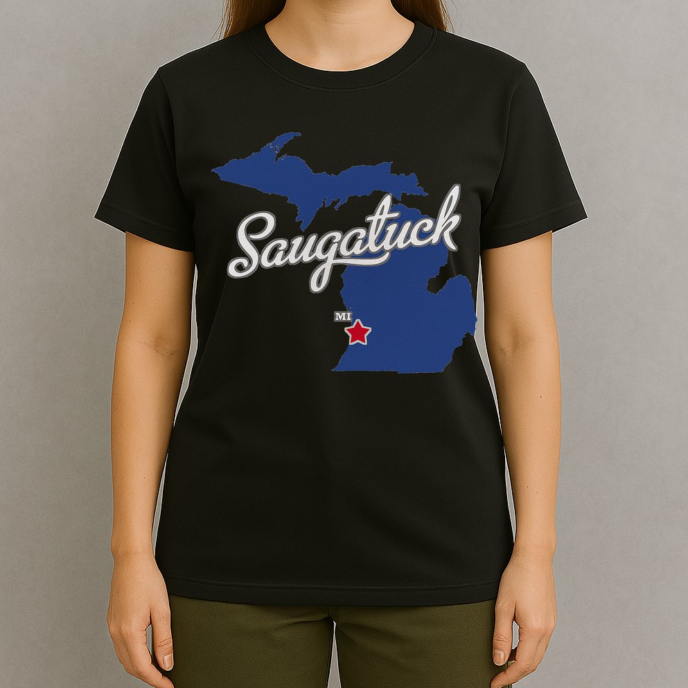 Saugatuck Michigan MI Map T-Shirt