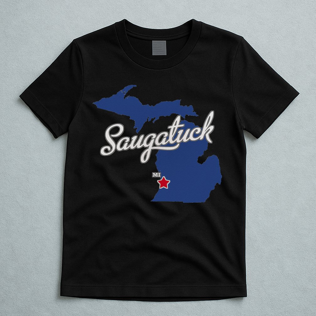 Saugatuck Michigan MI Map T-Shirt