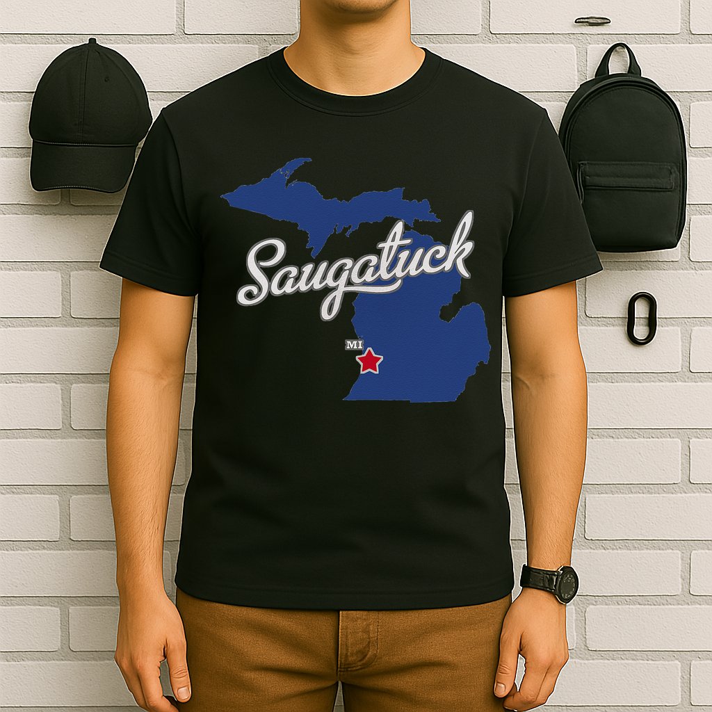 Saugatuck Michigan MI Map T-Shirt