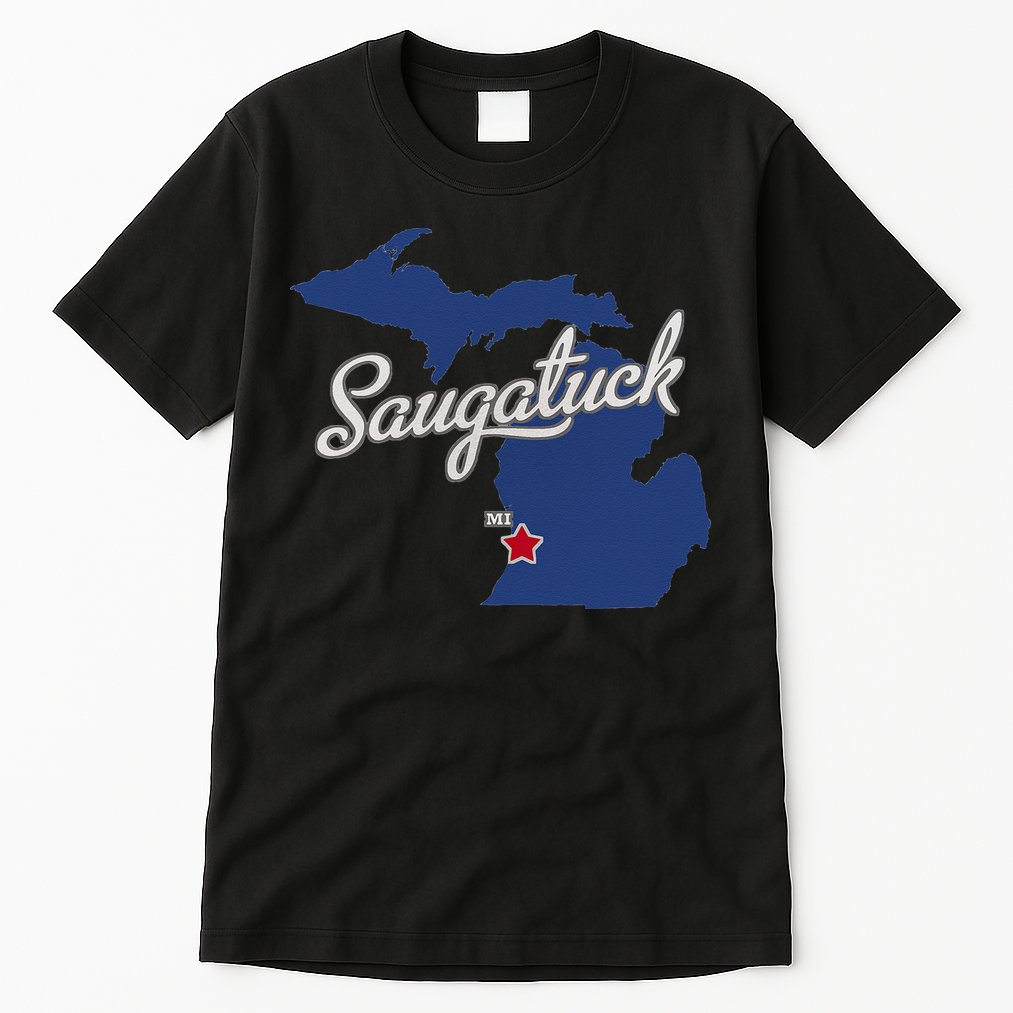Saugatuck Michigan MI Map Tall T-Shirt