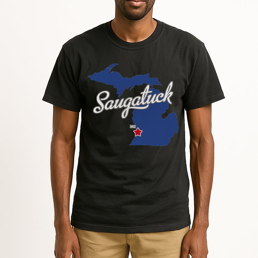 Saugatuck Michigan MI Map Tall T-Shirt