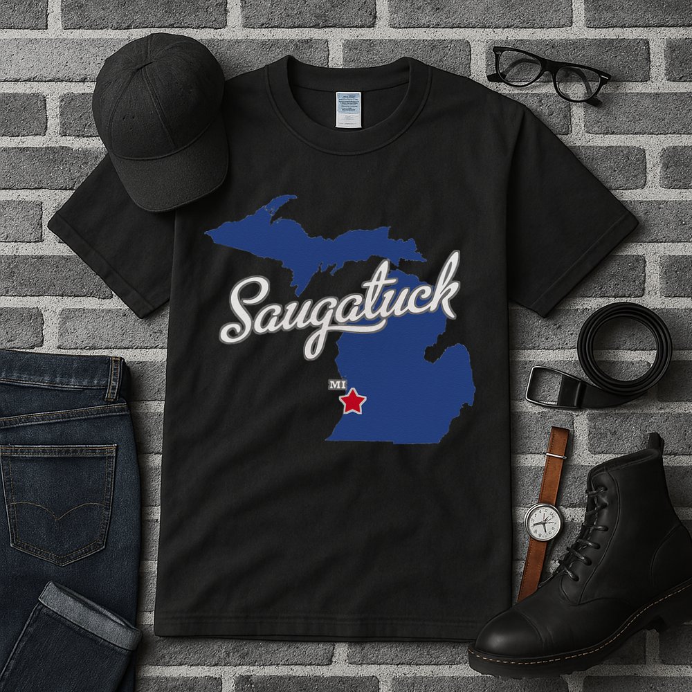 Saugatuck Michigan MI Map Tall T-Shirt