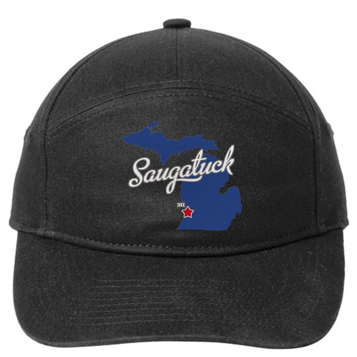 Saugatuck Michigan MI Map 7-Panel Snapback Hat