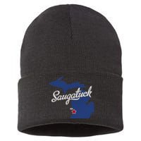 Saugatuck Michigan MI Map Sustainable Knit Beanie