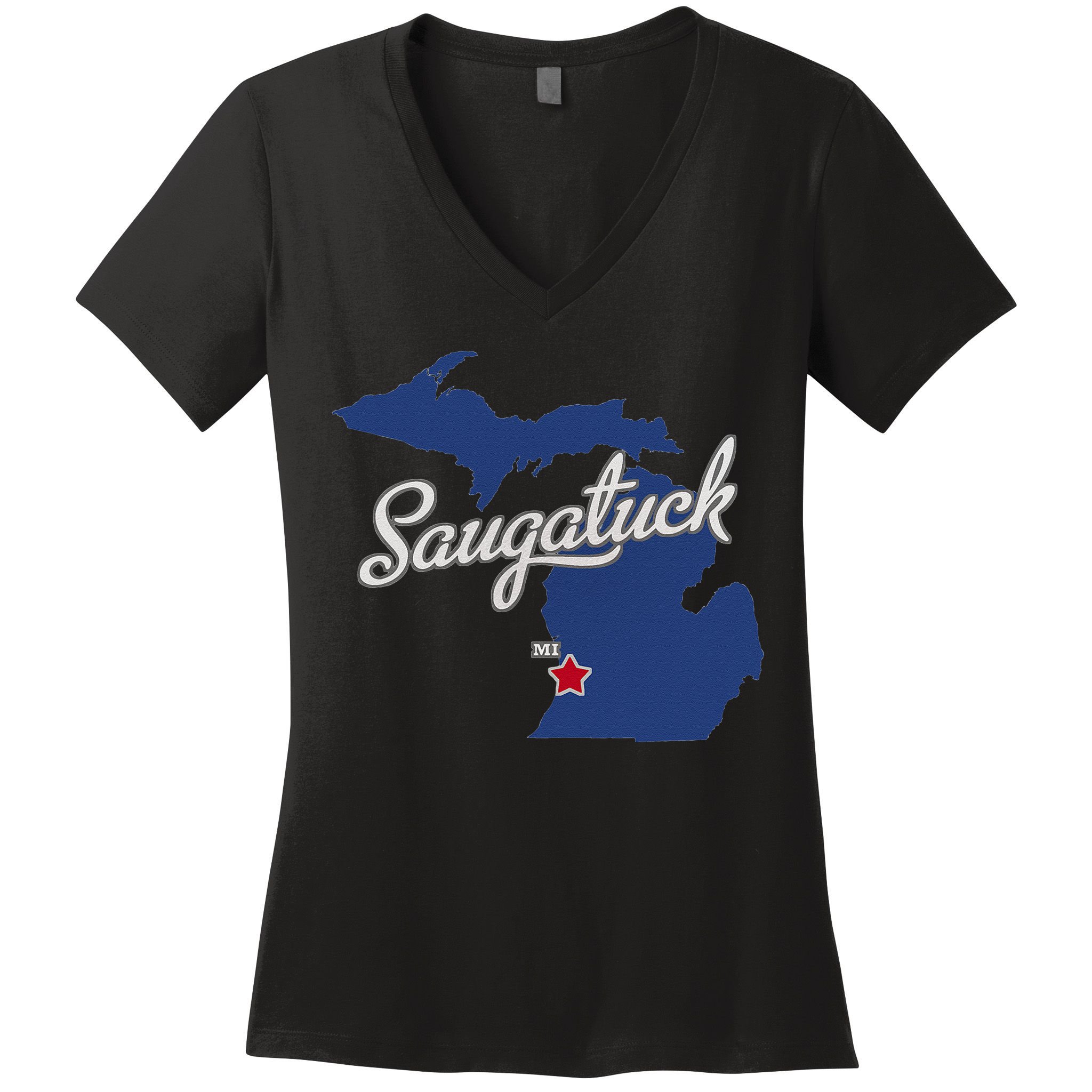 Saugatuck Michigan MI Map Women's V-Neck T-Shirt