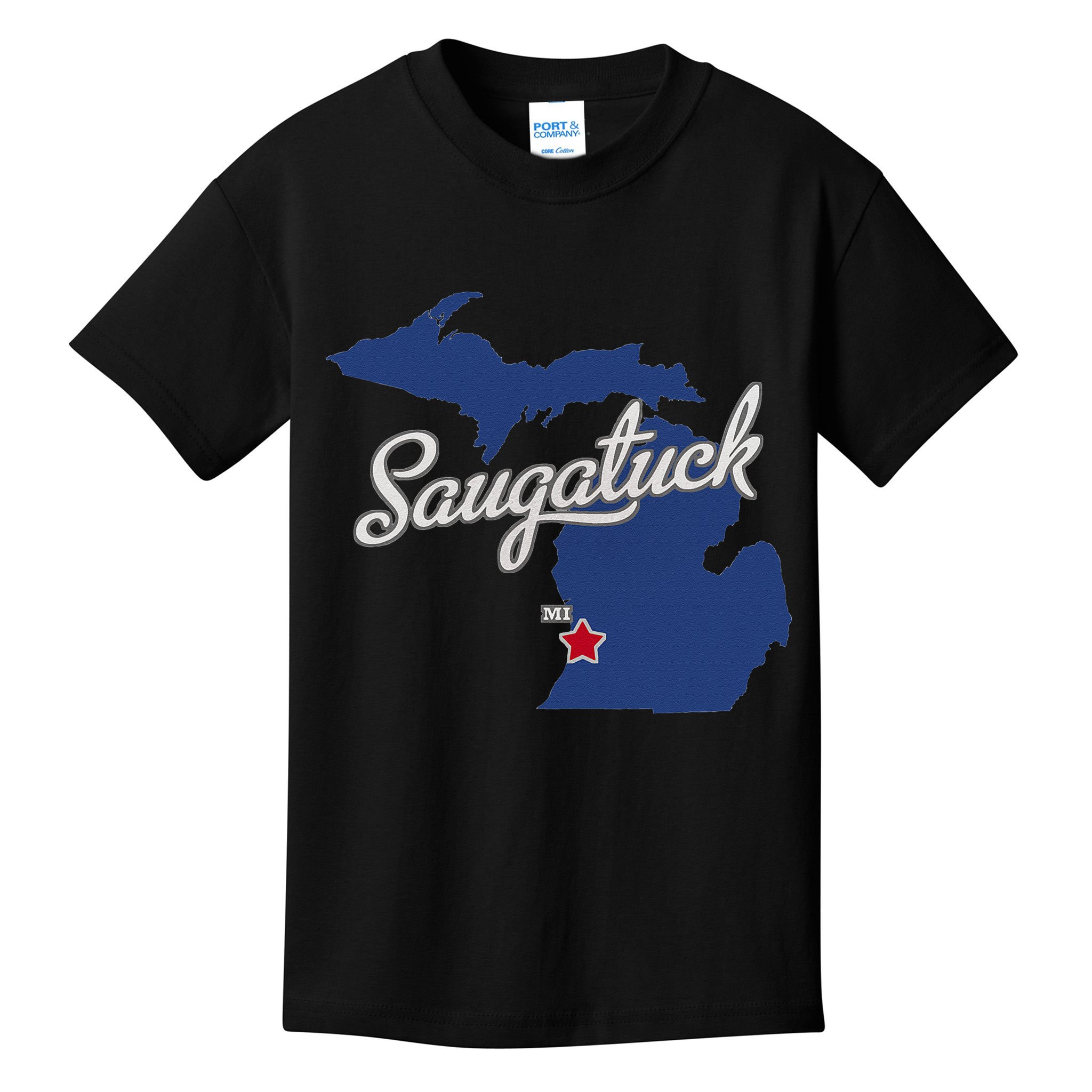 Saugatuck Michigan MI Map Kids T-Shirt