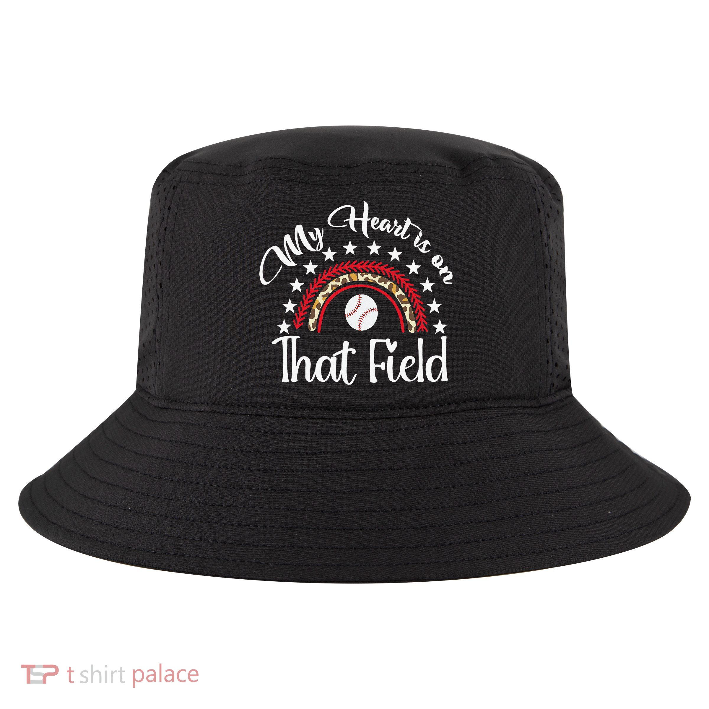 Softball Mom My Heart Is On That Field Women Mother Day Cool Comfort Performance Bucket Hat