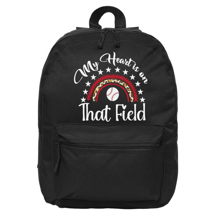 Softball Mom My Heart Is On That Field Women Mother Day 16 in Basic Backpack