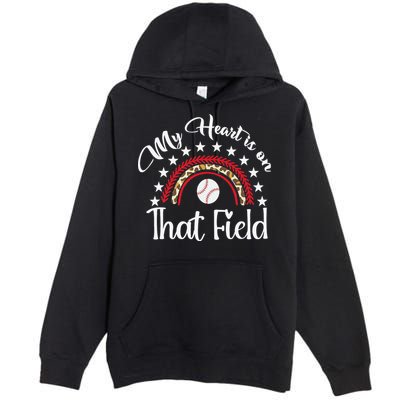 Softball Mom My Heart Is On That Field Women Mother Day Premium Pullover Hoodie
