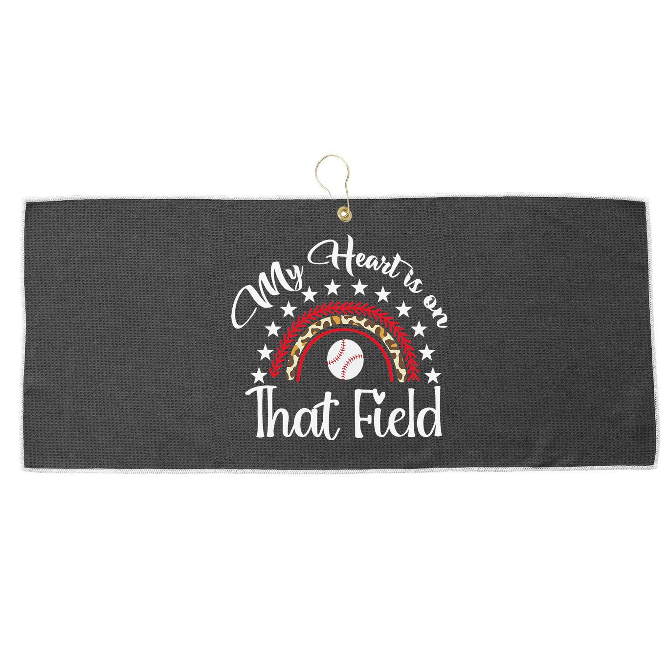 Softball Mom My Heart Is On That Field Women Mother Day Large Microfiber Waffle Golf Towel