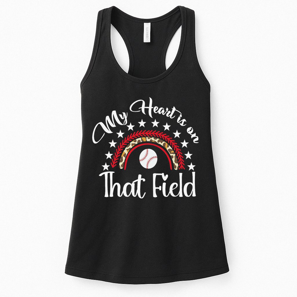 Softball Mom My Heart Is On That Field Women Mother Day Womens Tank Top