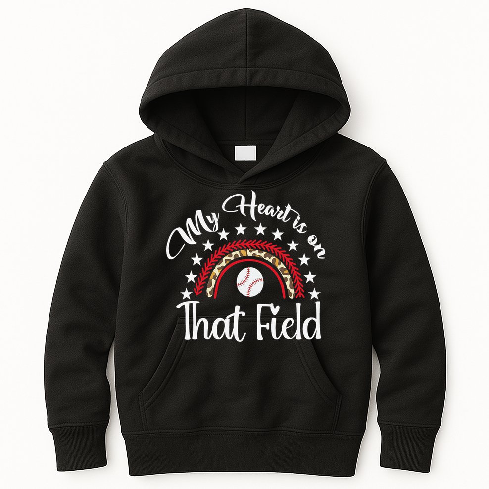 Softball Mom My Heart Is On That Field Women Mother Day Kids Hoodie
