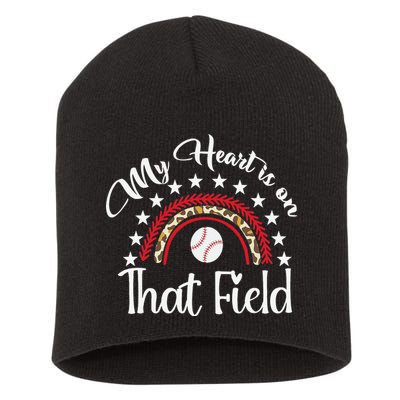 Softball Mom My Heart Is On That Field Women Mother Day Short Acrylic Beanie