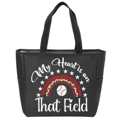 Softball Mom My Heart Is On That Field Women Mother Day Zip Tote Bag