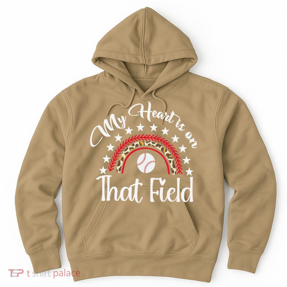 Softball Mom My Heart Is On That Field Women Mother Day Hoodie