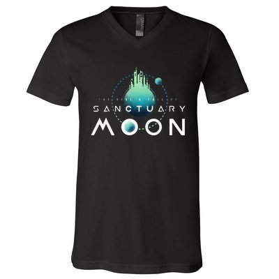 Sanctuary Moon Murderbot Funny Moon Space Science Fiction V-Neck T-Shirt