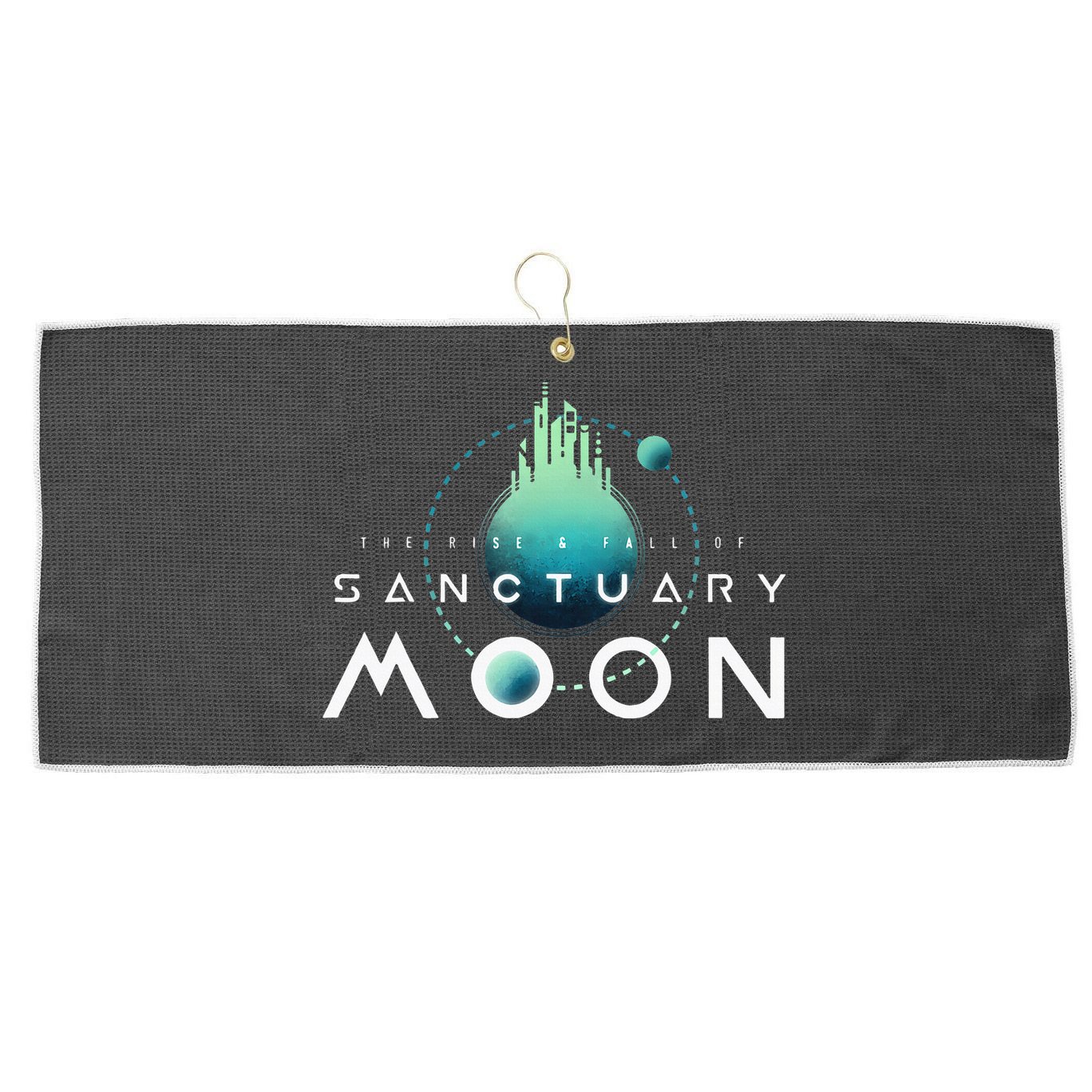 Sanctuary Moon Murderbot Funny Moon Space Science Fiction Large Microfiber Waffle Golf Towel