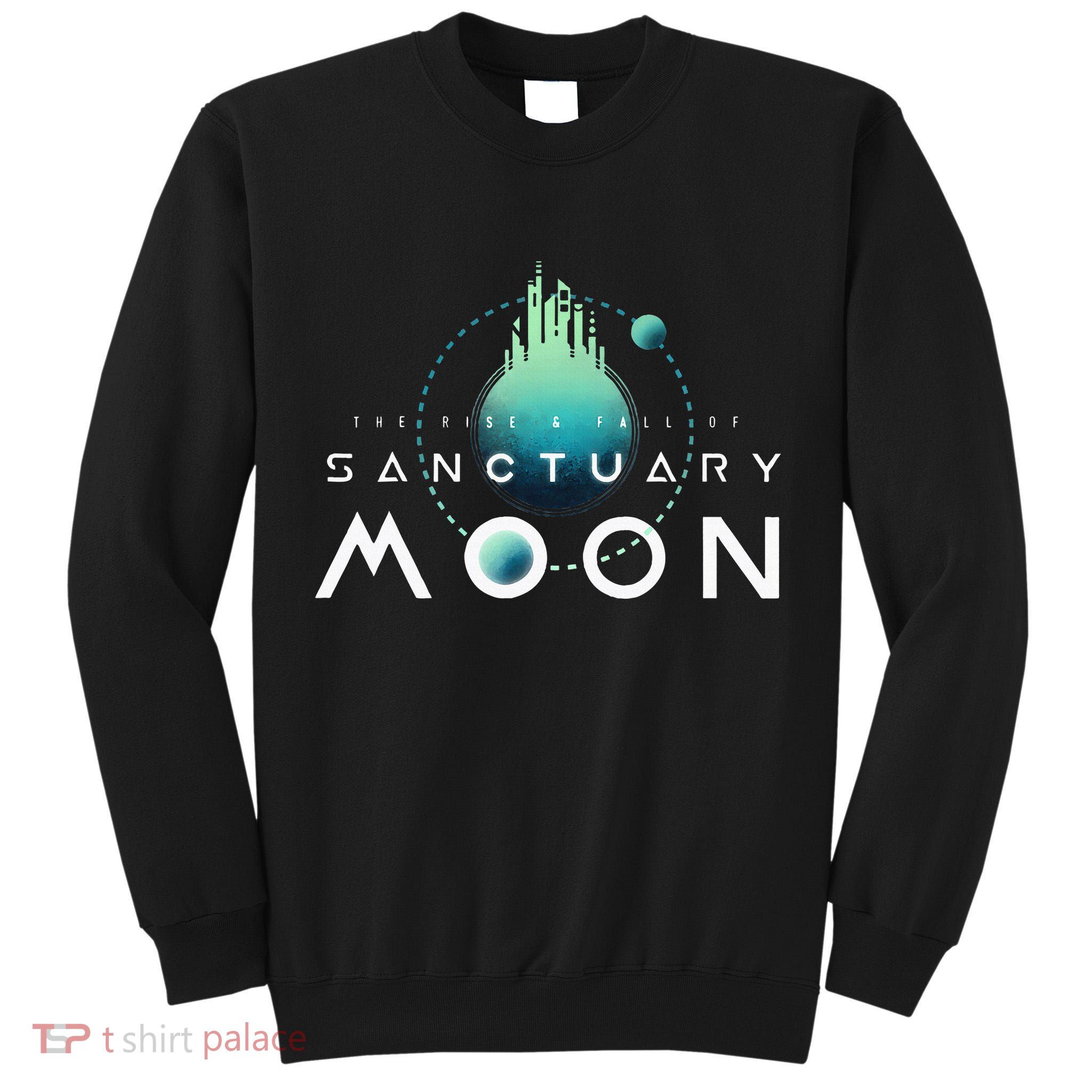 Sanctuary Moon Murderbot Funny Moon Space Science Fiction Tall Sweatshirt