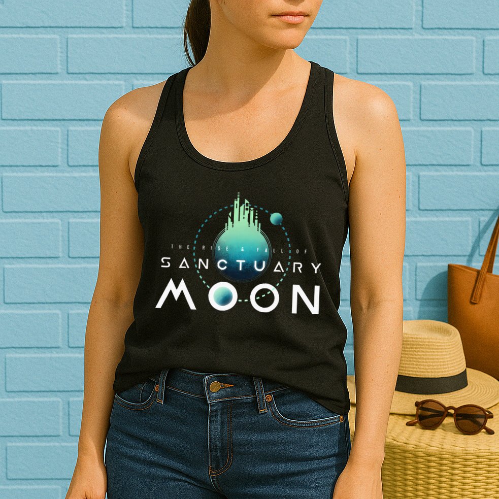 Sanctuary Moon Murderbot Funny Moon Space Science Fiction Womens Tank Top
