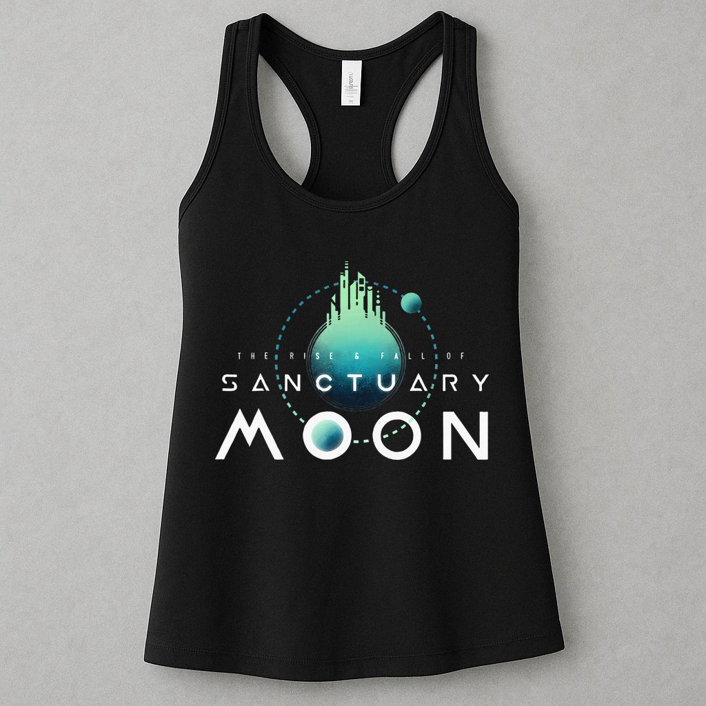 Sanctuary Moon Murderbot Funny Moon Space Science Fiction Womens Tank Top