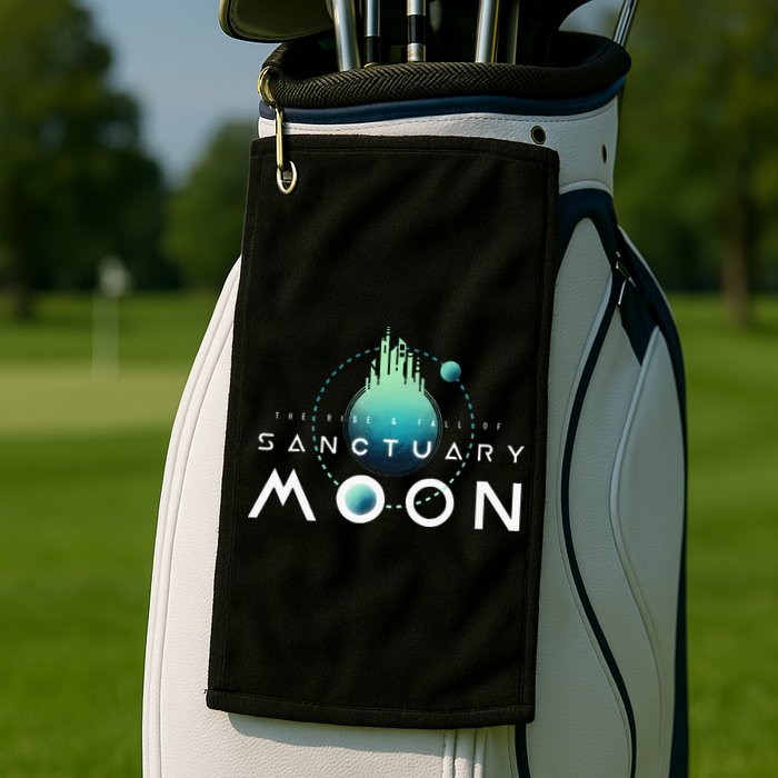 Sanctuary Moon Murderbot Funny Moon Space Science Fiction Golf Towel