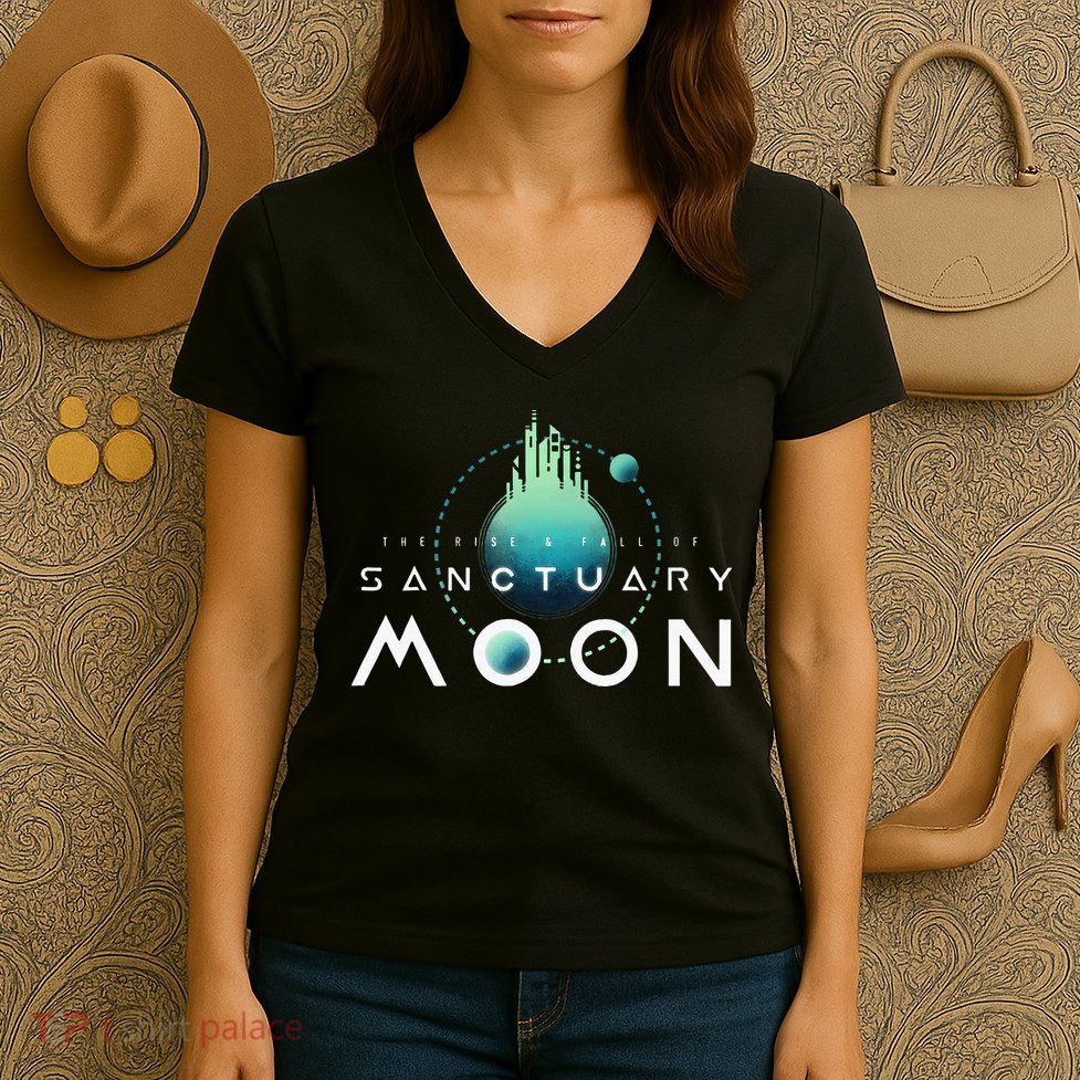 Sanctuary Moon Murderbot Funny Moon Space Science Fiction Women's V-Neck T-Shirt