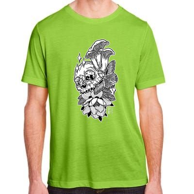 Skull Mushrooms Magnolia and Butterfly Tattoo Design  Adult ChromaSoft Performance T-Shirt