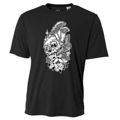 Skull Mushrooms Magnolia and Butterfly Tattoo Design  Cooling Performance Crew T-Shirt