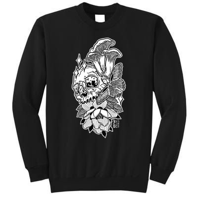 Skull Mushrooms Magnolia and Butterfly Tattoo Design  Sweatshirt