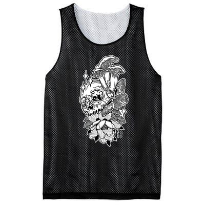 Skull Mushrooms Magnolia and Butterfly Tattoo Design  Mesh Reversible Basketball Jersey Tank