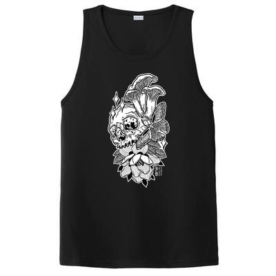 Skull Mushrooms Magnolia and Butterfly Tattoo Design  PosiCharge Competitor Tank