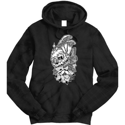 Skull Mushrooms Magnolia and Butterfly Tattoo Design  Tie Dye Hoodie