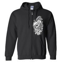 Skull Mushrooms Magnolia and Butterfly Tattoo Design  Full Zip Hoodie