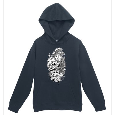 Skull Mushrooms Magnolia and Butterfly Tattoo Design  Urban Pullover Hoodie