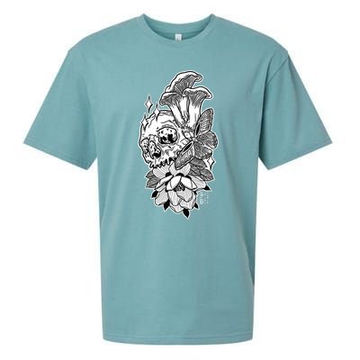 Skull Mushrooms Magnolia and Butterfly Tattoo Design  Sueded Cloud Jersey T-Shirt