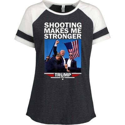 Shooting Makes Me Stronger Donald Trump 2024 Shot Assassination Attempt Enza Ladies Jersey Colorblock Tee