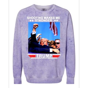 Shooting Makes Me Stronger Trump 2024 Colorblast Crewneck Sweatshirt