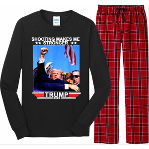 Shooting Makes Me Stronger Trump 2024 Long Sleeve Pajama Set