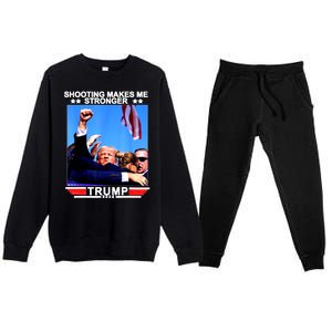 Shooting Makes Me Stronger Trump 2024 Premium Crewneck Sweatsuit Set