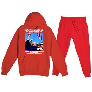 Shooting Makes Me Stronger Trump 2024 Premium Hooded Sweatsuit Set