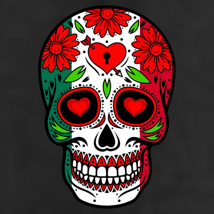 Mexican Sugar Skull 7 Panel Mesh Trucker Snapback Hat