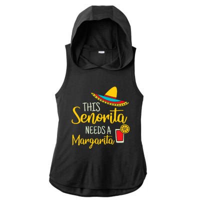 Senorita Margarita Mexican Fiesta Funny Cinco De Mayo Ladies PosiCharge Tri-Blend Wicking Draft Hoodie Tank