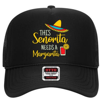 Senorita Margarita Mexican Fiesta Funny Cinco De Mayo High Crown Mesh Back Trucker Hat