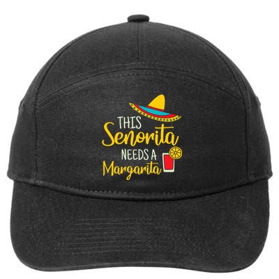 Senorita Margarita Mexican Fiesta Funny Cinco De Mayo 7-Panel Snapback Hat