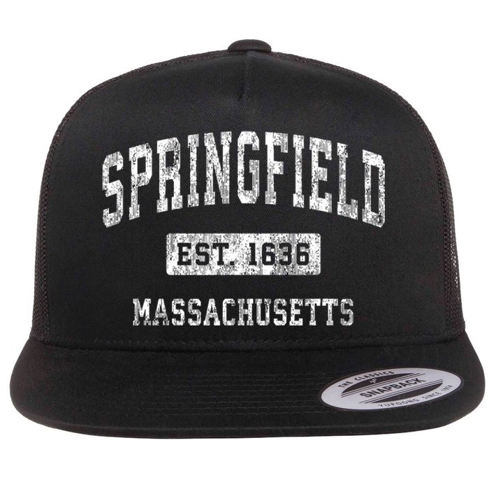 Springfield Massachusetts Ma Vintage Established Sports Flat Bill Trucker Hat