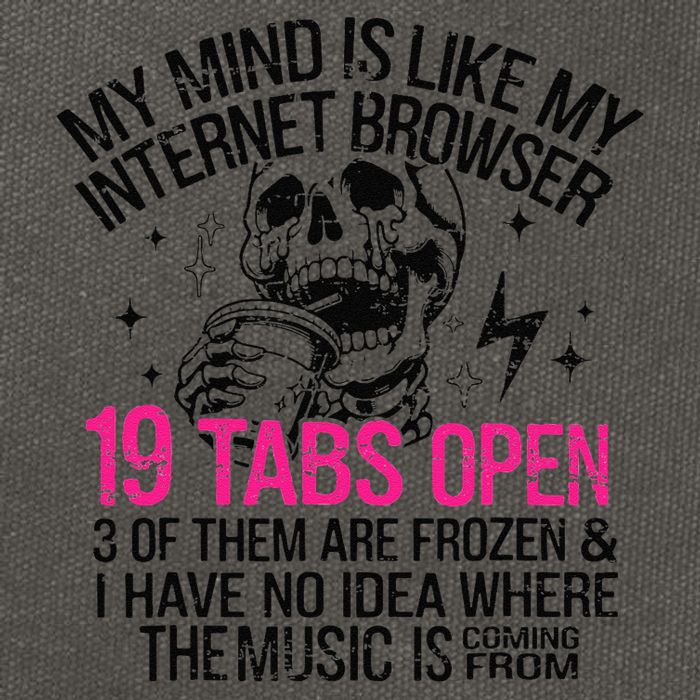 Skeleton My Mind Is Like My Internet Browser 19 Tabs Open Cotton Canvas Backpack